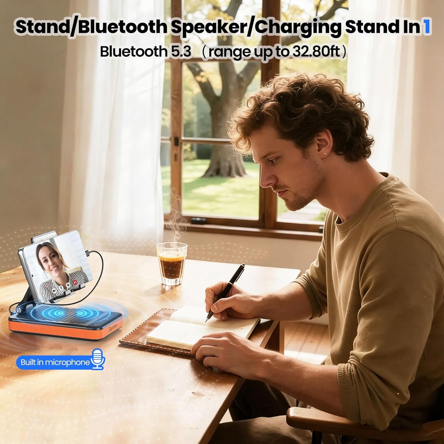 Joymate 5000mAh Gifts for Men and Women, Charging Phone Stand with Bluetooth Speaker Valentines Day Gifts for Him
