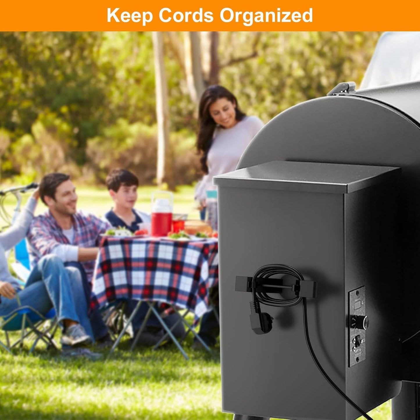 Demao 2 Pack Magnetic Power Cord Organizer - Heavy Duty Plastic Cable Holder/Strong Magnets, Keep Cords Neat