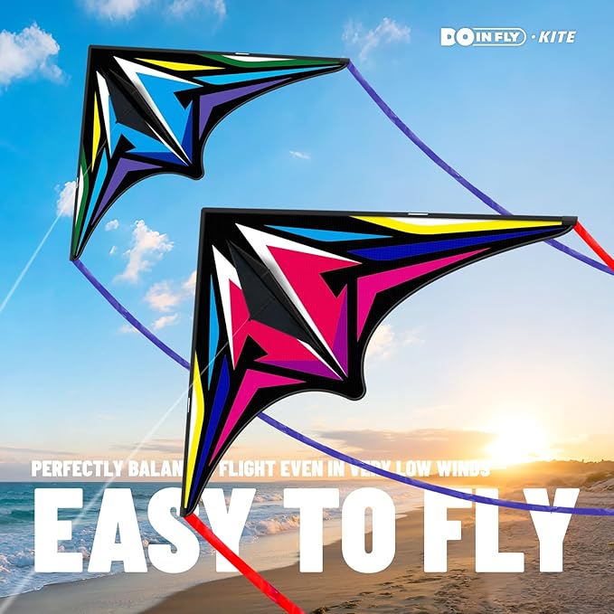 Delta Kites for Kids & Adults, Extremely Easy to Fly, Single Line Beach Kite