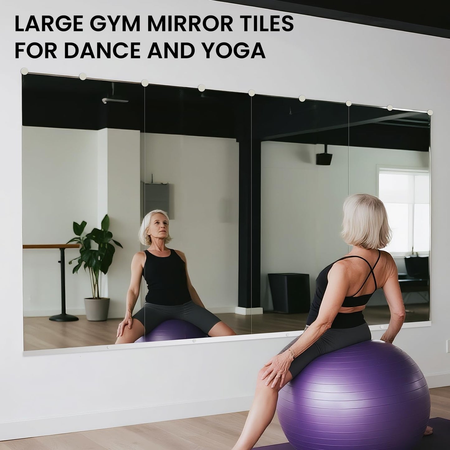 yuzeyurun Home Gym Mirror, Set of 2Pcs 48″×30″ Large Gym Mirrors, Tempered Glass Full Length Wall Mirrors, Full Body Mirror for Bedroom, Wall Mounted Mirror for Gym, Bedroom, Door
