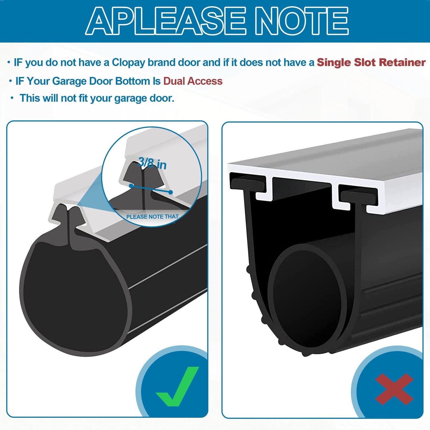 20 Feet Garage Door Bottom Seal Fits Clopay Garage Door Rubber Bottom Weather Seal Replacement Fits Single Slot Garage Doors