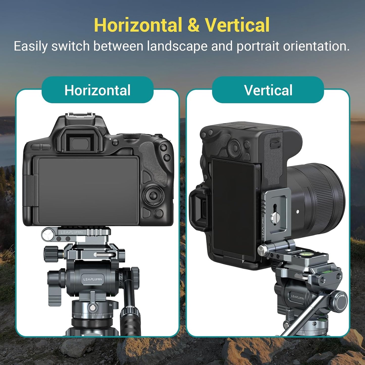 Leaplumin Foldable DSLR Camera L BracketLightweight Camera L Bracket Vertical Horizontal Switching Tripod Quick Release