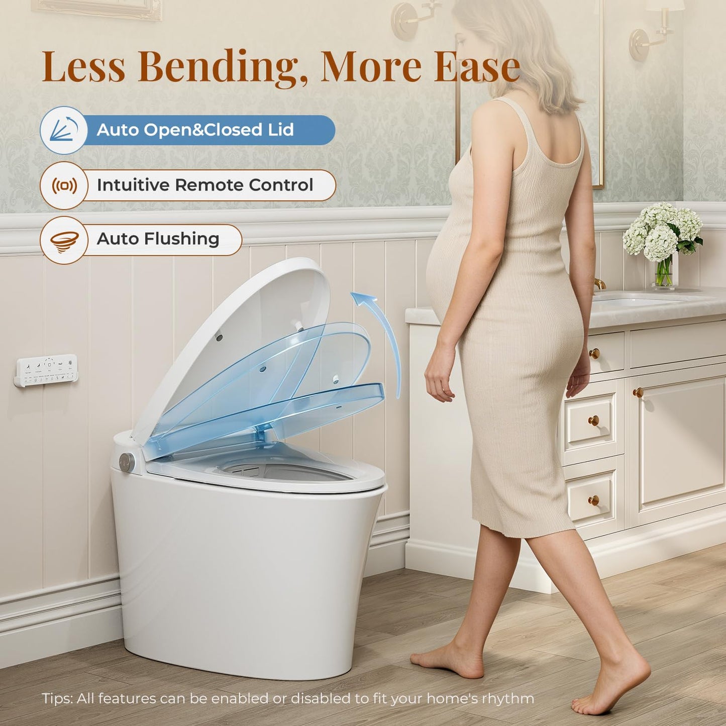 Uncle Brown ST12U Smart Toilet, Bidet Toilet with ADA Height, UVC-Clean Water & PlasmaClean Technology for Enhanced Comfort & Hygiene, Auto open/close lid, Remote Control, Easy-clean