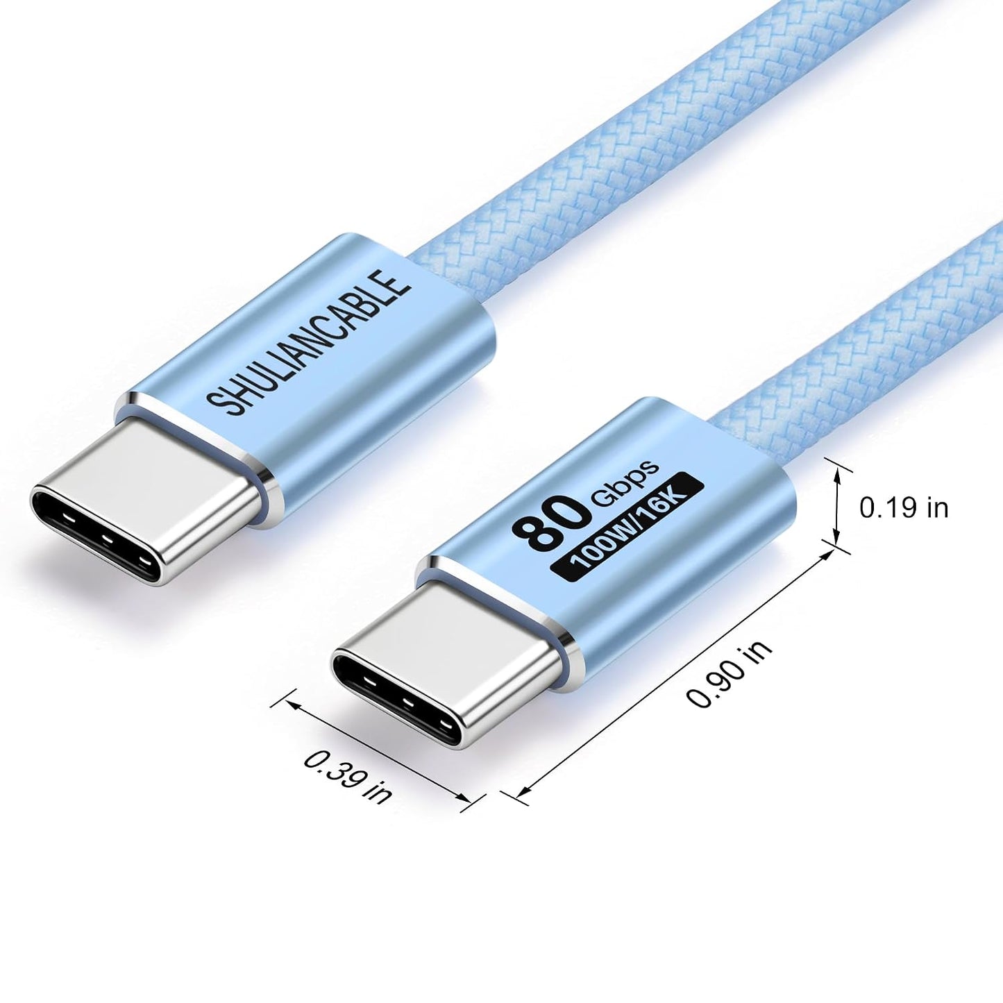 SHULIANCABLE 4 Cable,80Gbps 16K/8K 4/3, 3.3FT/1M) USB C Cable, USB Data Data Sync, Supports Displays,Compatible