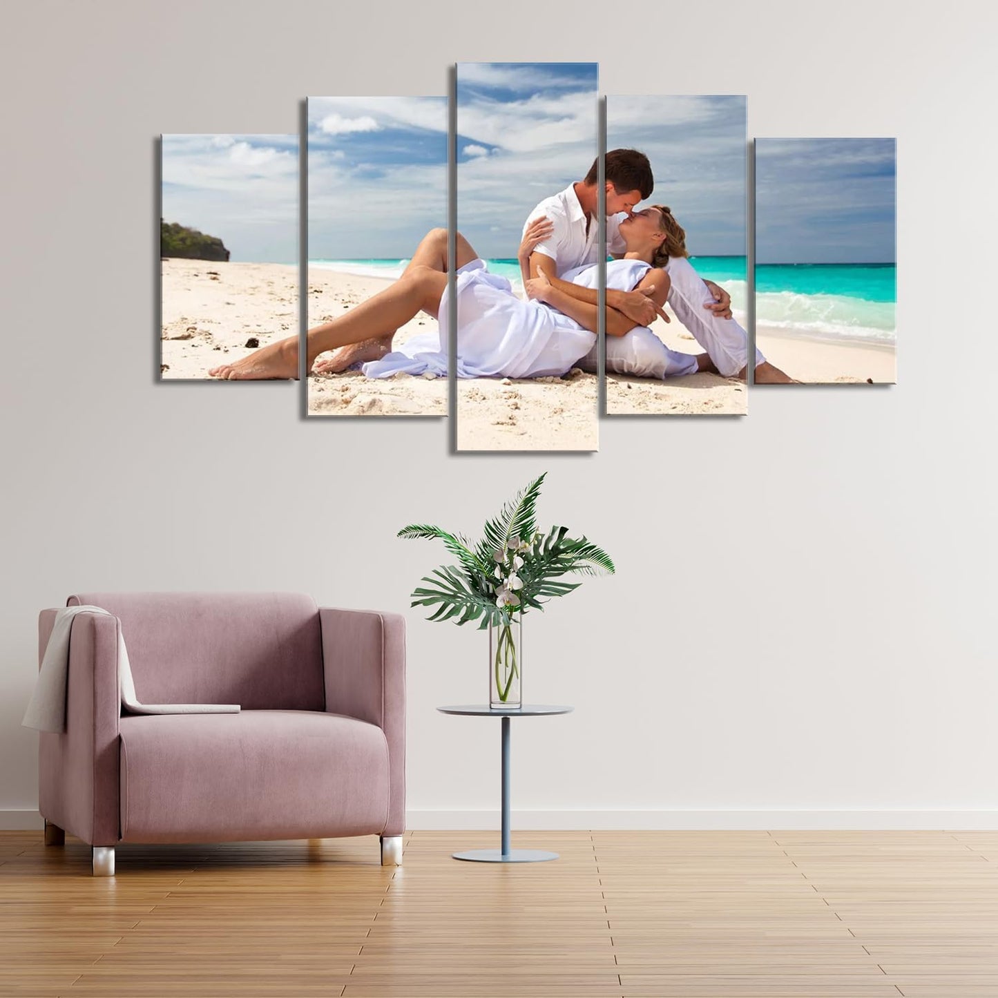 ZHIYYHAO Customized Canvas Prints - Personalized Family Portraits & Pet Photos | Framed Wall Art (5 Panels, Various Sizes)