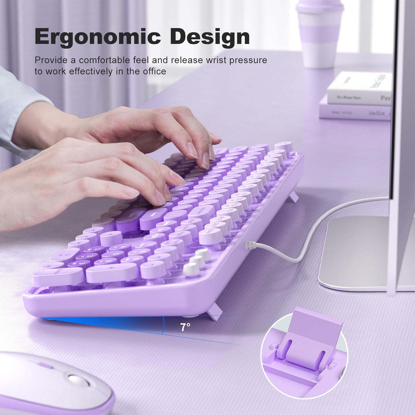 Atelus 7 8 10 11 Large Print Keyboard, USB Wired Computer Keyboard, Full Size Keyboard with Number Pad for PC Laptop