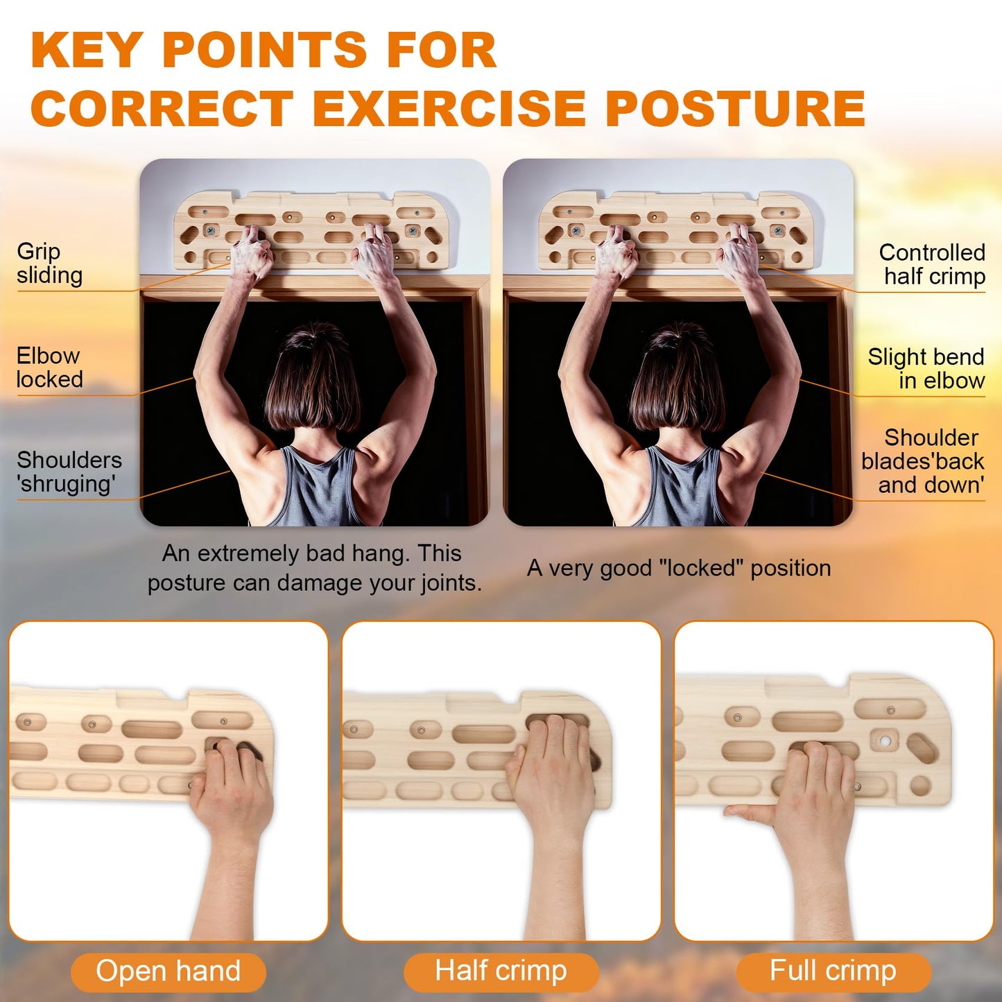 JOYTRADE Hangboard Rock Climbing Hangboard with Door Way Pull Up Bar, 2 in 1 Doorway Fingerboard for Rock Climbing Training & Home Fitness, Including Jugs Pinches Pockets Edges & Slopes, 4-8 inches