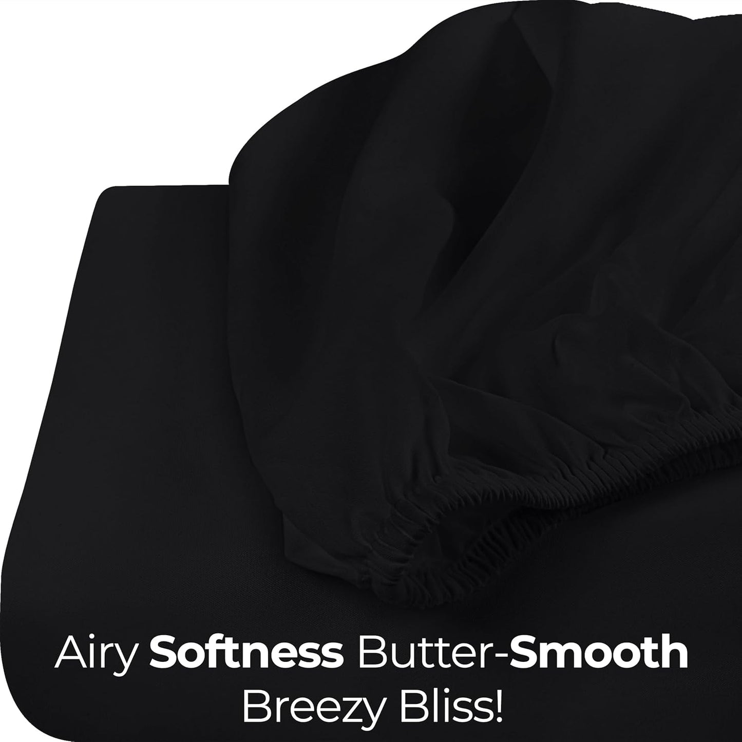 Utopia Bedding Full Fitted Sheet - Deep Pocket Soft Microfiber - Fade Resistant & Easy Care | Black