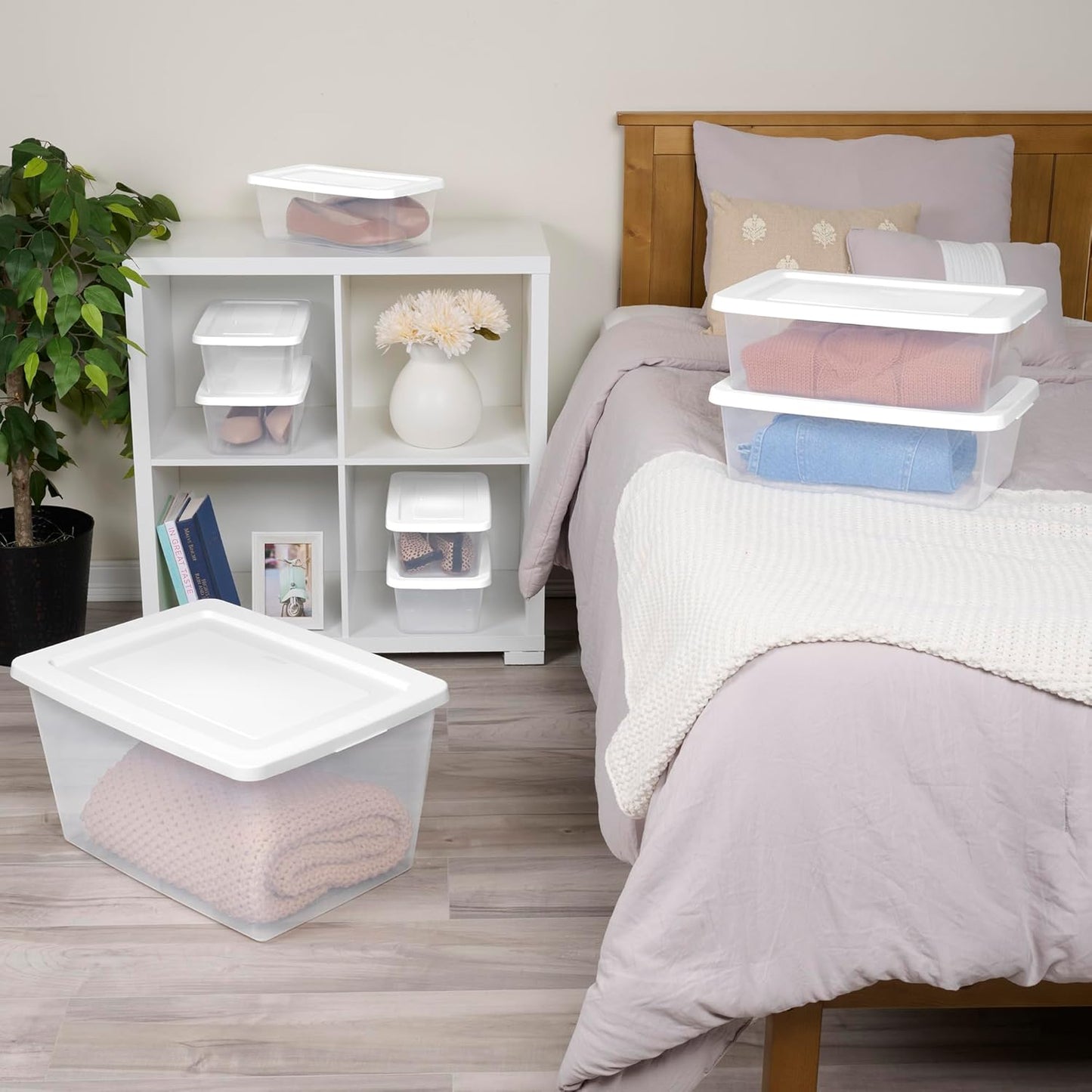 Sterilite 12 Quart Storage Box - 12 Pack Clear Plastic Totes with Secure Snapping Lids for Organization