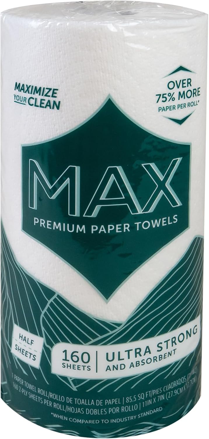 Sierra Hygenics Max 2-Ply Paper Towels - 160 Sheets Per Roll | Pack of 12 Rolls (11" x 7")