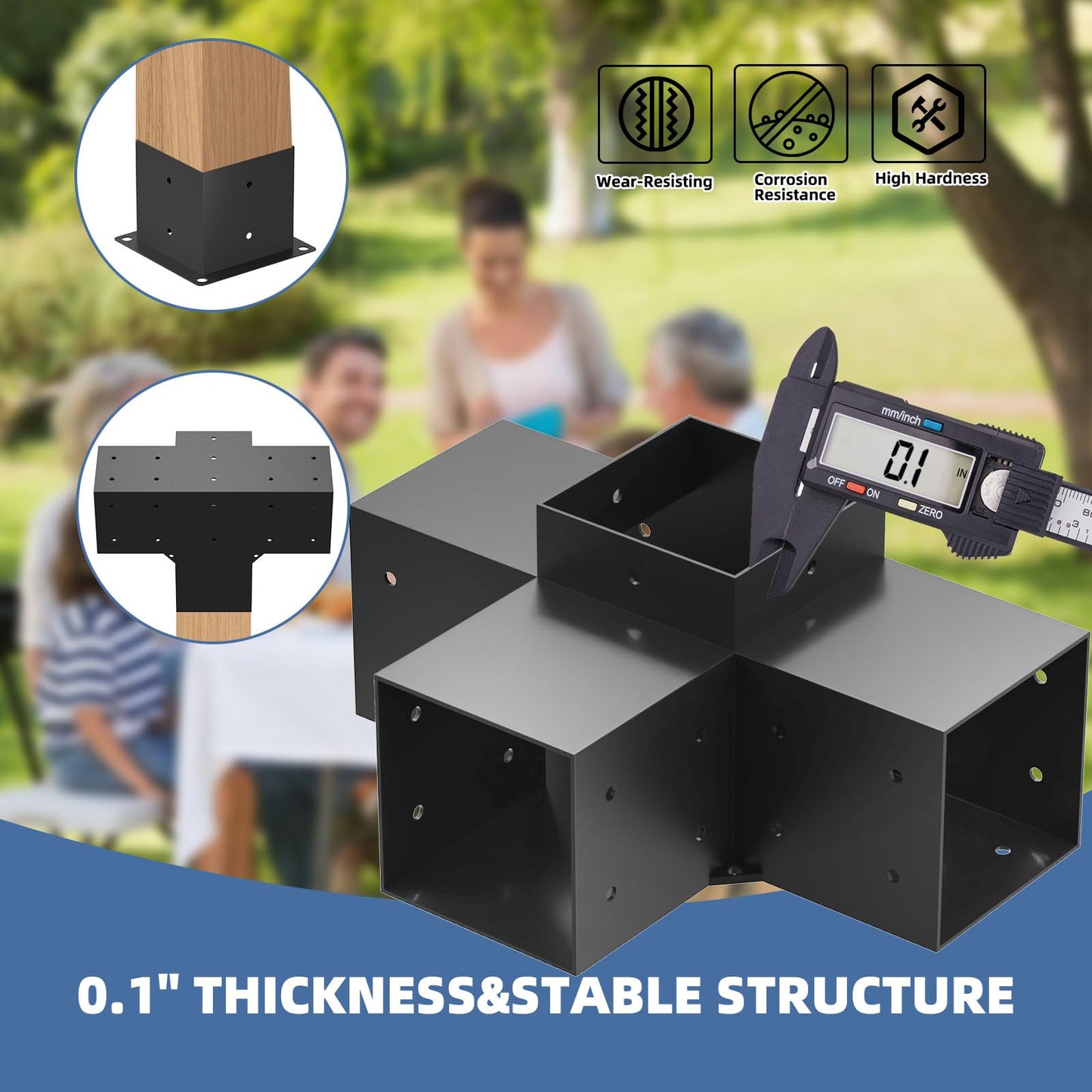TOCRETOARE Pergola Kit, 4 Pack Woodworks Pergola Brackets 6" x 6" (Actual: 5.5x5.5 Inch), 3-Way Right Angle Corner Brackets, Powder-Coated Pergola Hardware, for Lumber Pergola Gazebo
