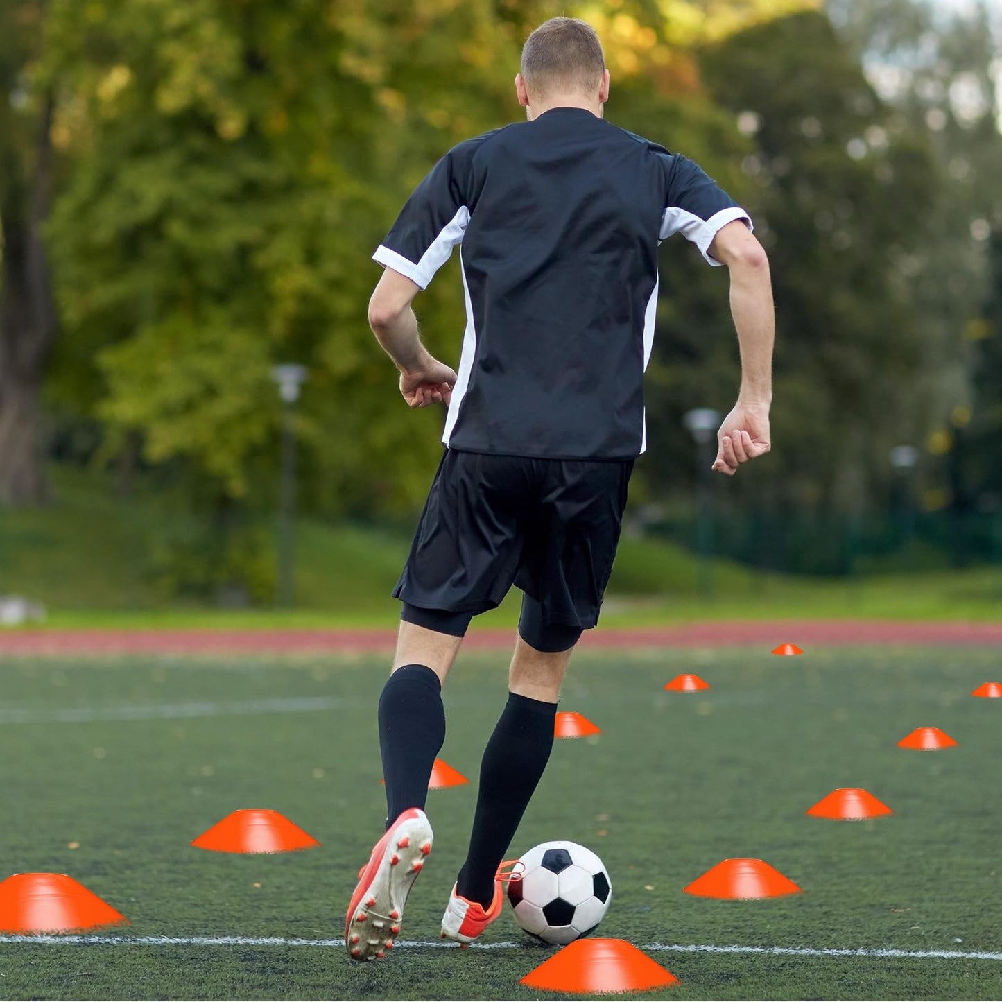 JellyArch Agility Training Equipment Soccer Speed Training Includes 4 Adjustable Soccer Agility Poles 4 Agility Hurdles 6 Soccer Cones for Youth Adults Athletes Football Soccer Training(Orange)