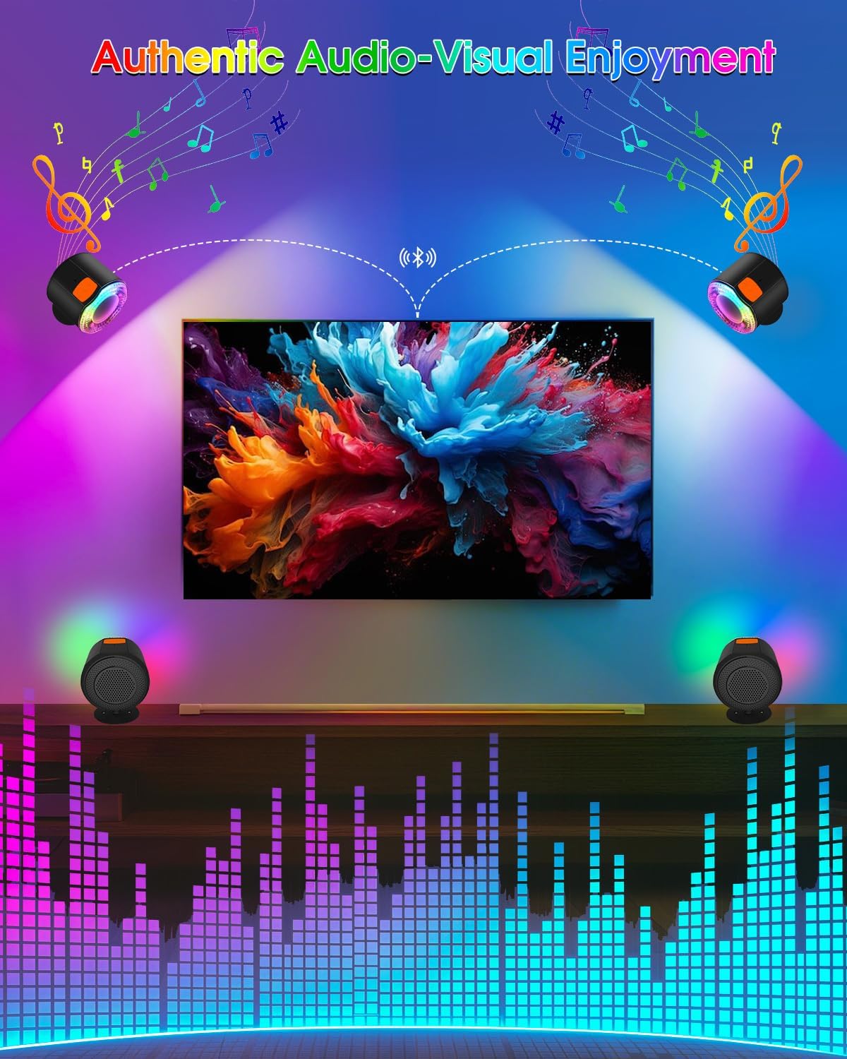 Amagle Small Portable Speakers Bluetooth Wireless with Lights, Magnetic Stick On Mini Bluetooth Speaker Lights, Little
