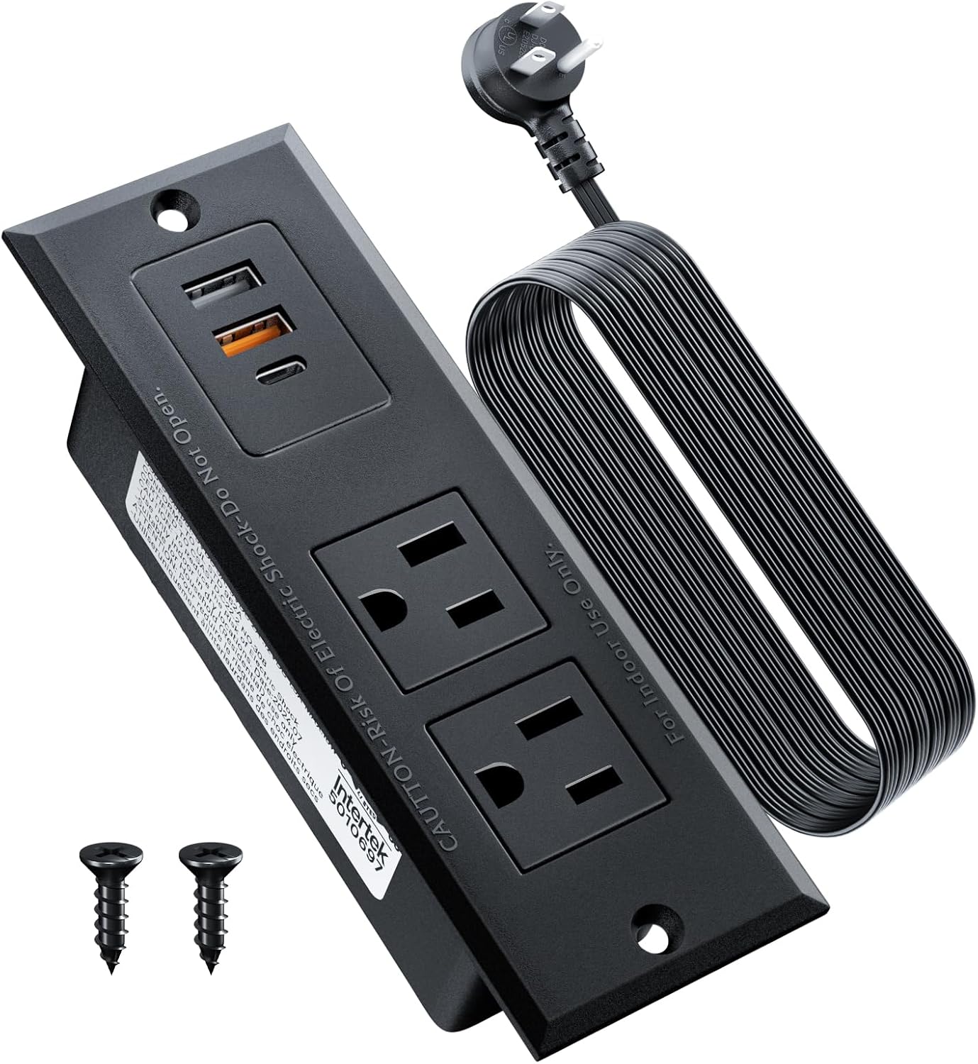 DOACE Table,2 Outlets,3 Ports,6ft Recessed Power Strip with USB C Fast Charging Conference Recessed Outlet,Space-Saver