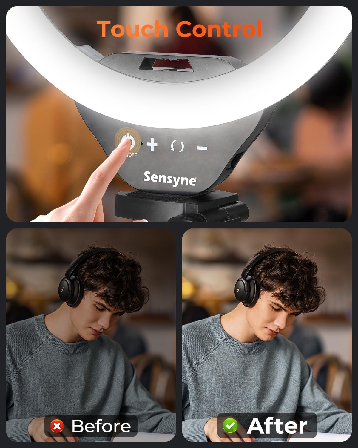 SENSYNE 50" 3 10 Ring Light with Stand, Phone Tripod for iPhone & Android, LED Ring Light with Remote, Color Modes