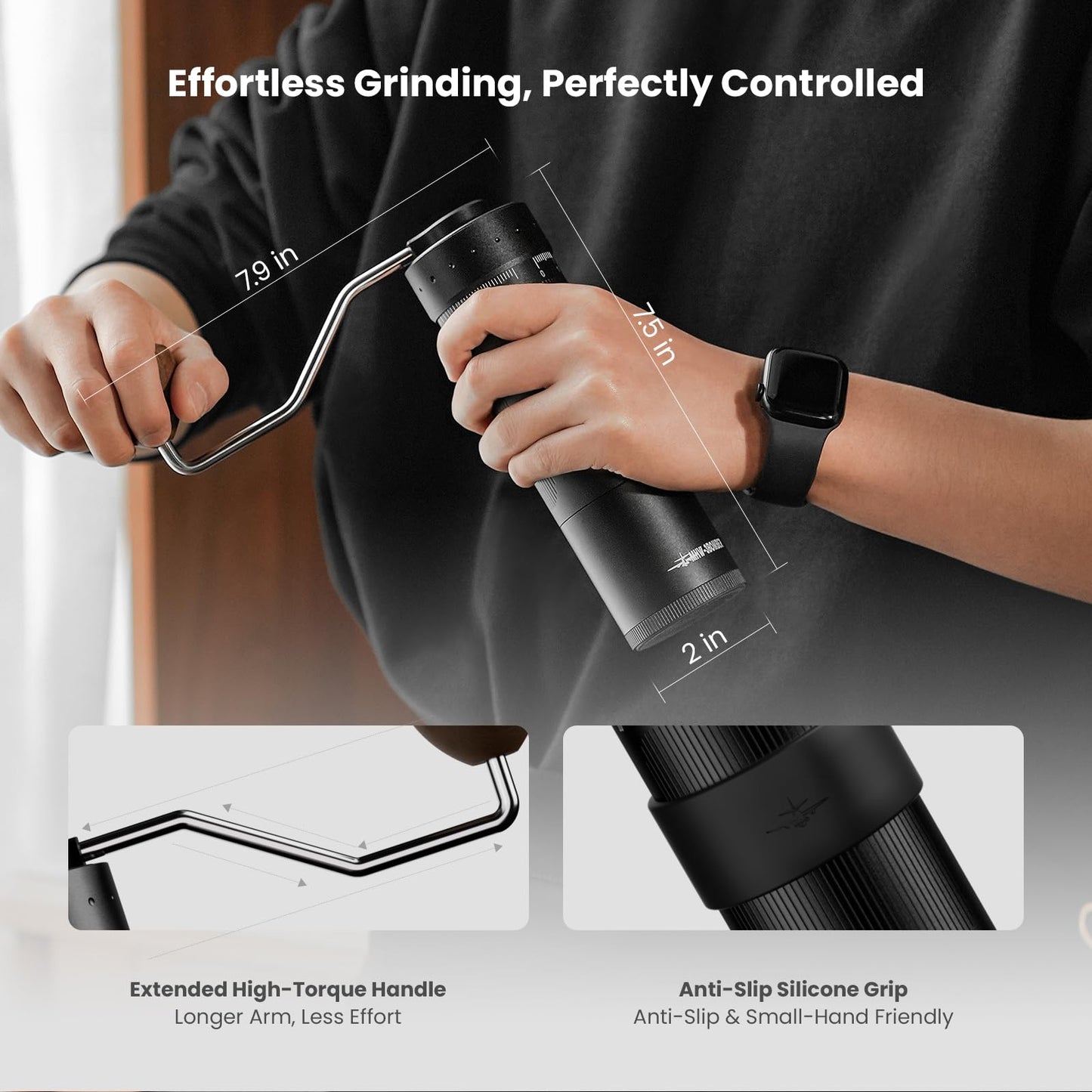 MHW-3BOMBER R3 Pro Manual Coffee Grinder, 2026 Upgraded Titanium Coated Conical Burr, External Adjustment Hand Grinder for Espresso & Pour Over, Professional Kit with 5 Sifting Screens, G5847B