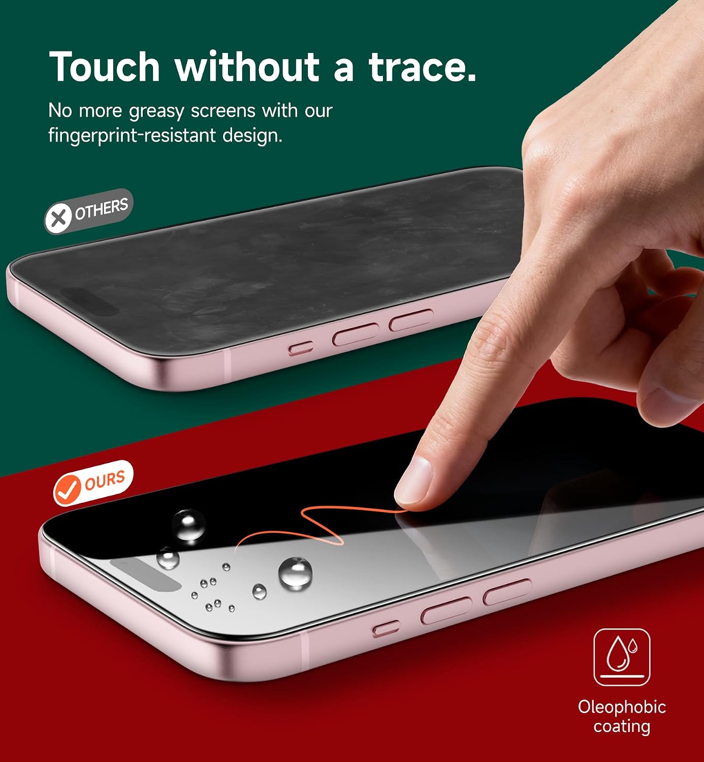 2-Pack 16/ 15 9H+ SURITCH for iPhone iPhone Tempered Glass Screen Protector, Hardness, Fingerprint Resistant