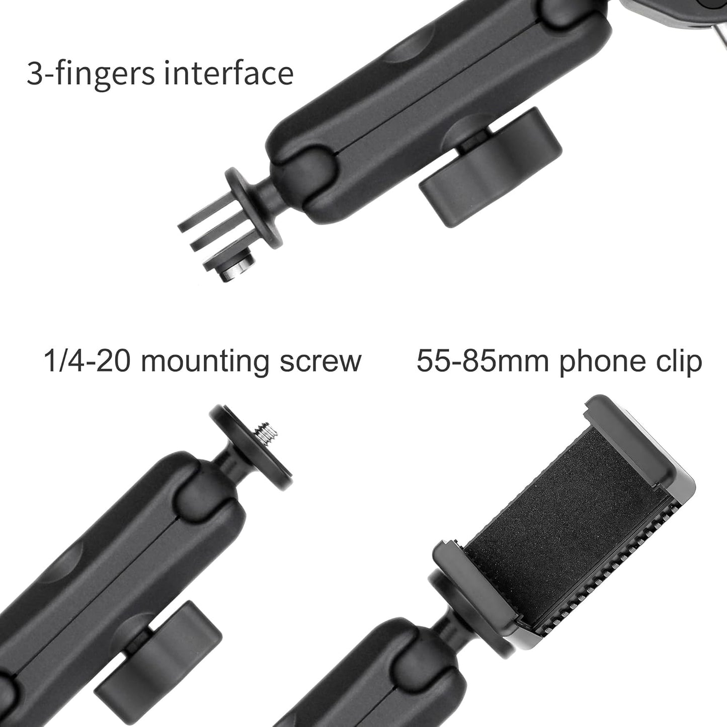 SOONSUN 360 13 12 11 10 9, Insta360, Super Clamp Mount with Dual Ball Heads & Phone Holder, Heavy-Duty Camera Clamp