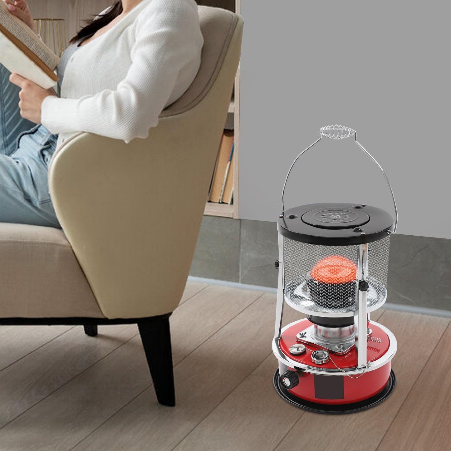 Portable Kerosene Heater 8000 BTU, Indoor Outdoor Space Heater with Adjustable Height 13-18 Inches, 1.37 Gallon Fuel Capacity for Garage Camping Emergency Heating