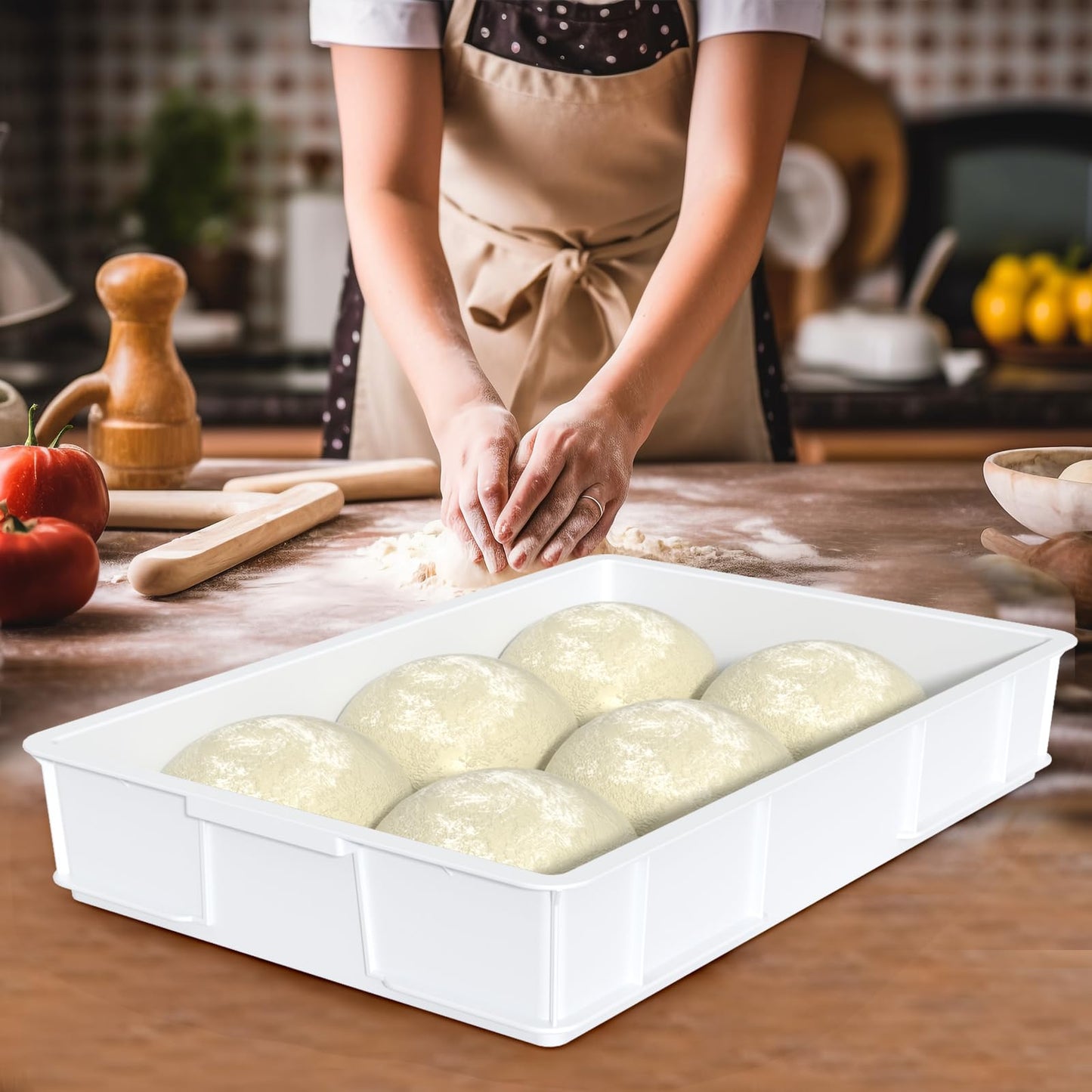 Morcte 2-Pack Commercial Dough Proofing Box Tray with 2 Lids, Stackable Pizza Proofing Dough pan with lid