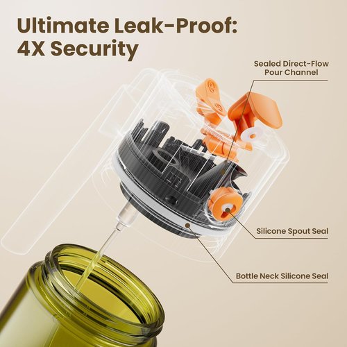 LUKUMIQI 2-in-1 Oil Sprayer - 17oz Light-Blocking Glass Bottle for Cooking, Salad & BBQ