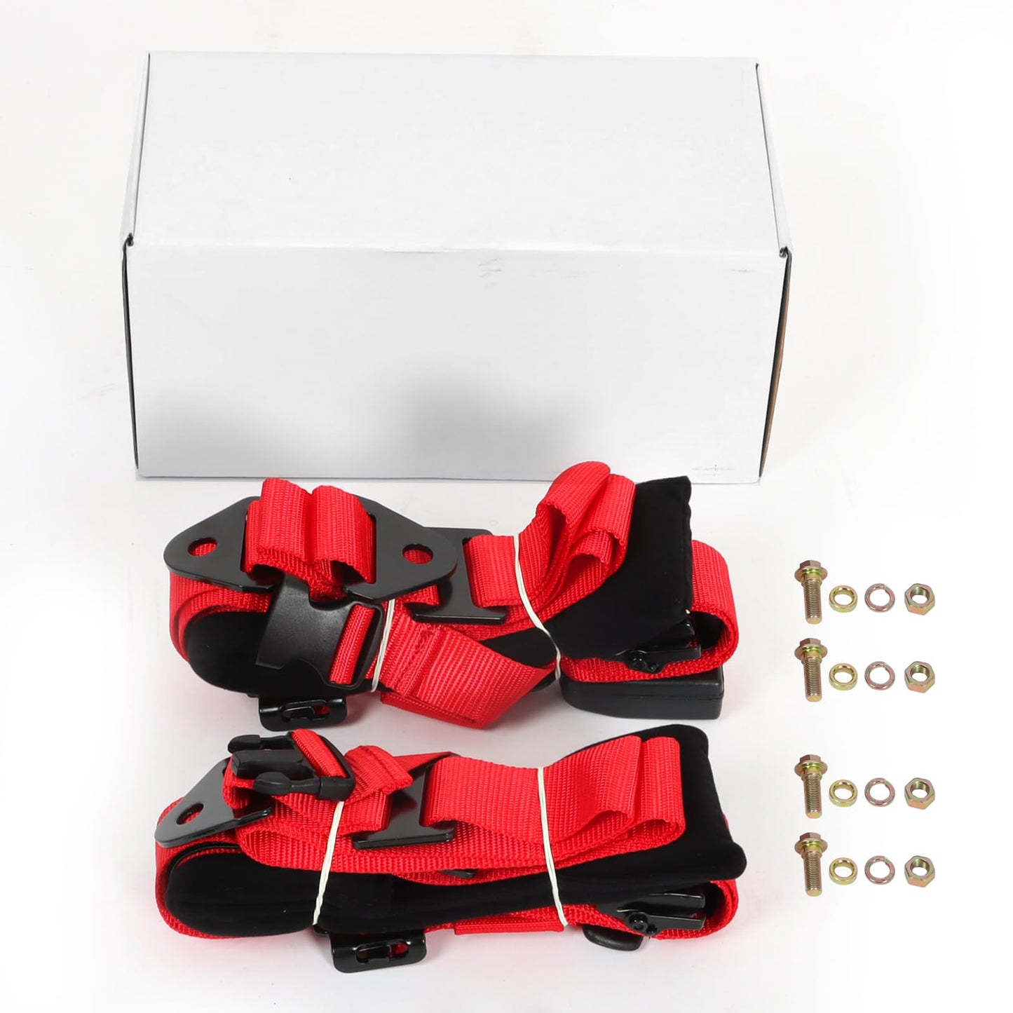 BESTZHEYU 2 PCS 4 Point Harness with 3 Inch Comfortable Heavy Duty Shoulder Padding with Quick Auto buckle for UTV ATV Sports Car, Racing Car, Car Red Racing Harness