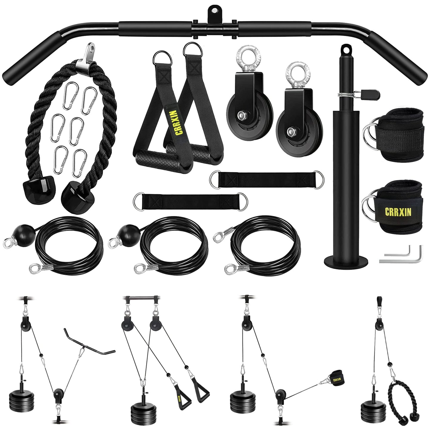Weight Cable Pulley System Gym, Upgraded Fitness LAT and Lift Pulley System Attachments for LAT Pull Down, Biceps Curl Workout, Tricep, Home Gym Gravity Pulley System Set.
