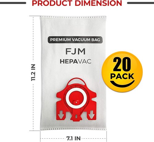 FJM Vacuum Cleaner Bags for Miele - HEPA AirClean 3D Dust Bags - 20 Pack for Compact C1, C2, Complete C1