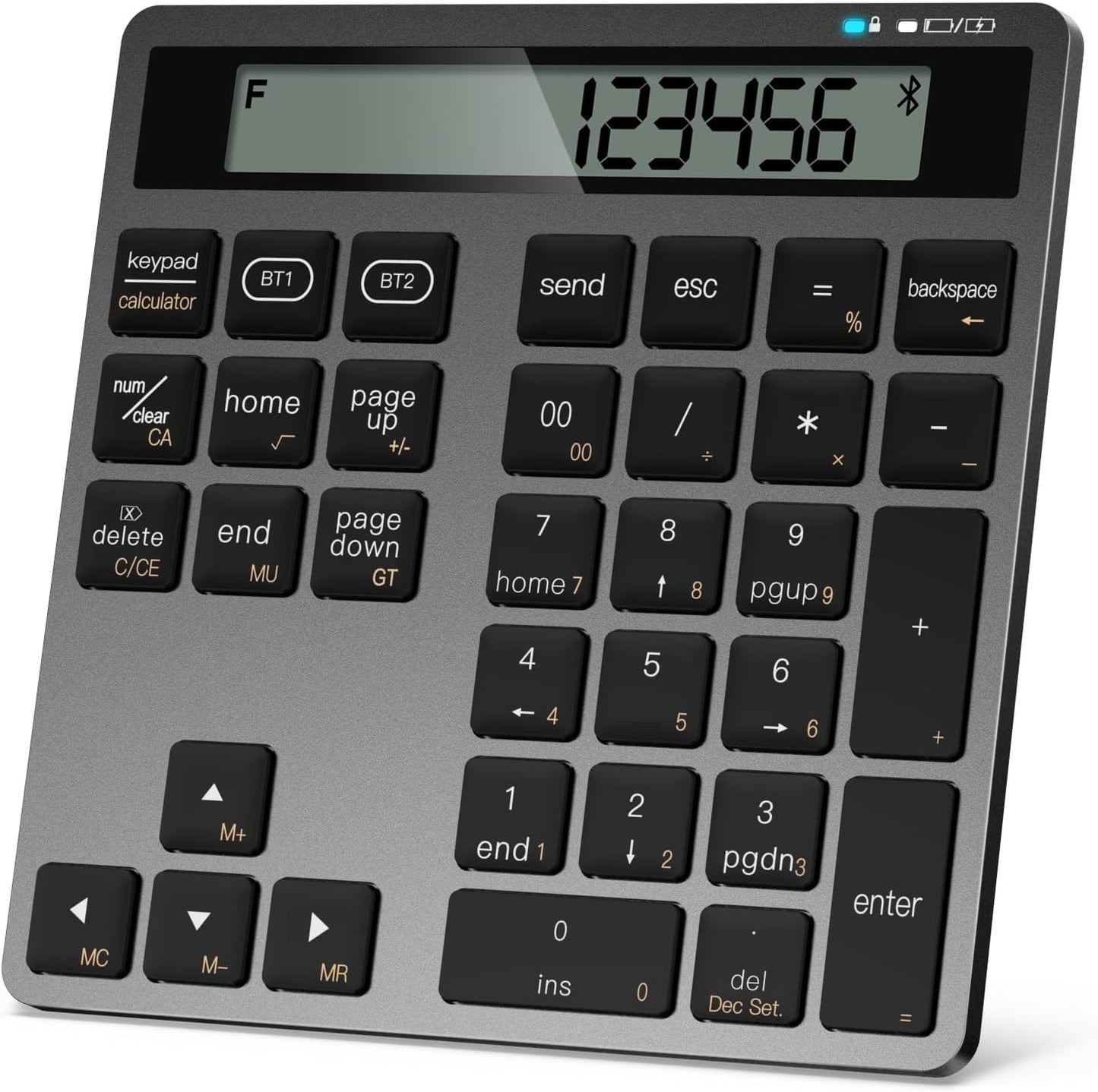 YoFeW 34 2-in-1 Rechargeable Wireless Number Pad for Laptop, Keys Numeric Keypad with Dual Bluetooth & Display, Numpad