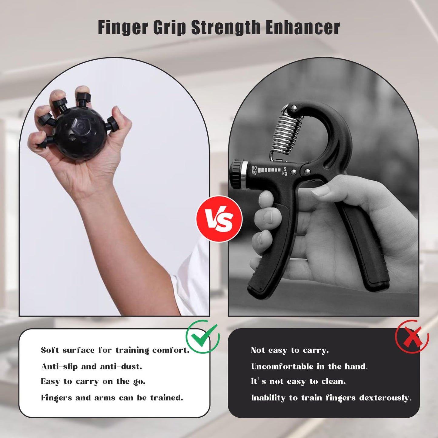 Xanadued Finger Grip Strengthener, Finger Strength Trainer, Grip Strength Trainer Ball, Adjustable Hand Grip Strengthener, Silicone Grip Strength Trainer