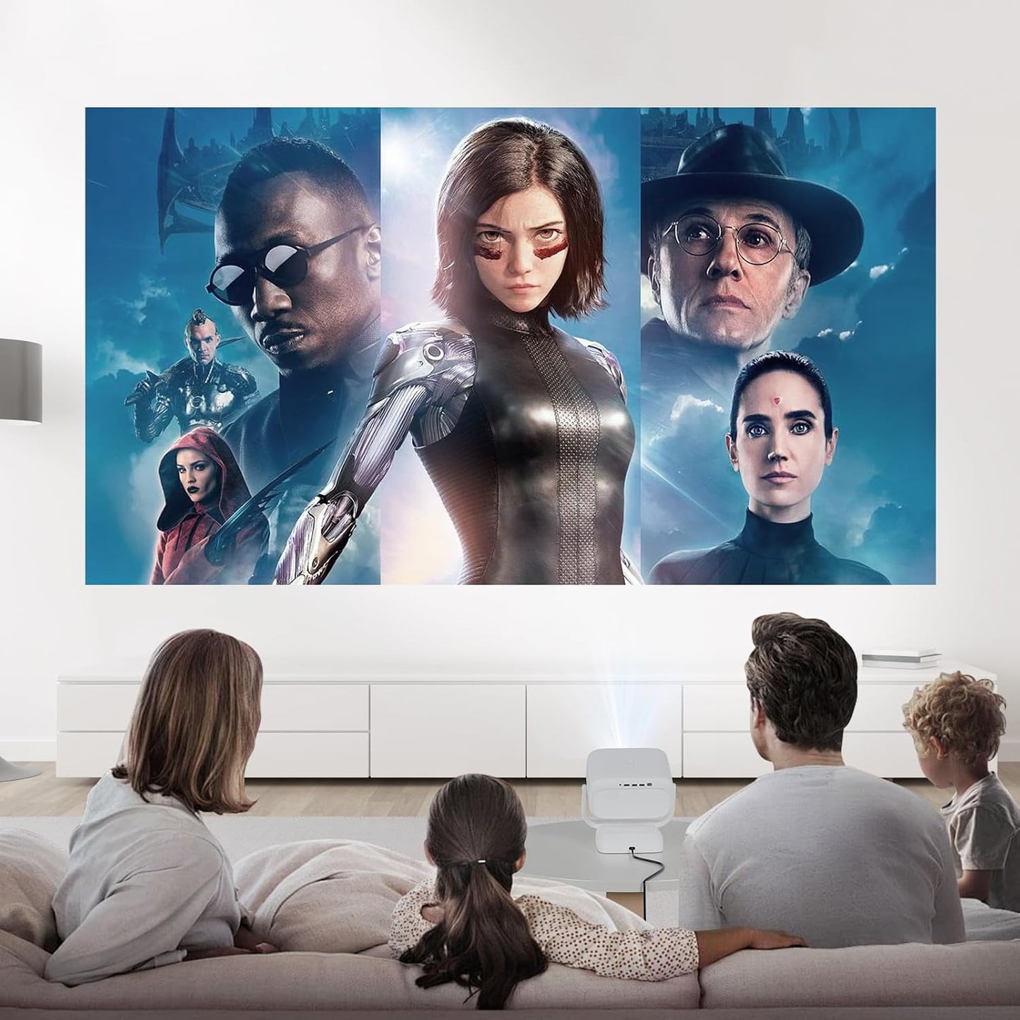 FXiaoy 4K 1080P Portable WiFi Bluetooth Projector, Support Smart Mini Projector with Rotatable Stand, FHD Home Cinema
