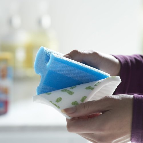 Mr. Clean Magic Eraser Sponge with Handle - Powerful Cleaning Tool in Blue