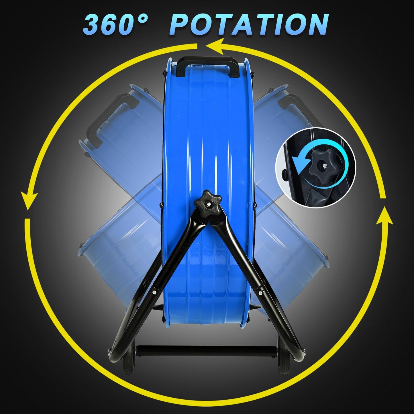 WARMLREC 24" Industrial Floor Fan, 8900 CFM High Velocity Drum Fan with 3 Speeds, Portable Heavy Duty Industrial Fan for Warehouse, Workshop, Factory, Commercial, Residential and Greenhouse Blue