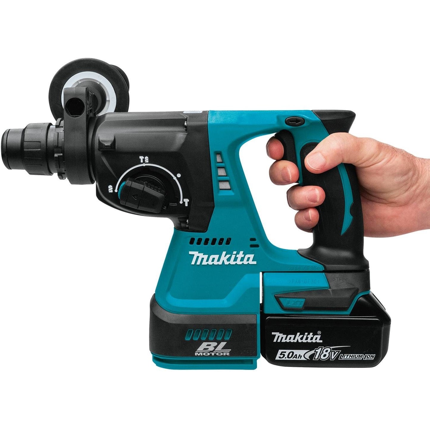 Makita XRH01T 18V LXT Lithium-Ion Brushless Cordless 1" Rotary Hammer Kit (5.0Ah) with XRJ05Z 18V LXT Lithium-Ion Brushless Cordless Recipro Saw