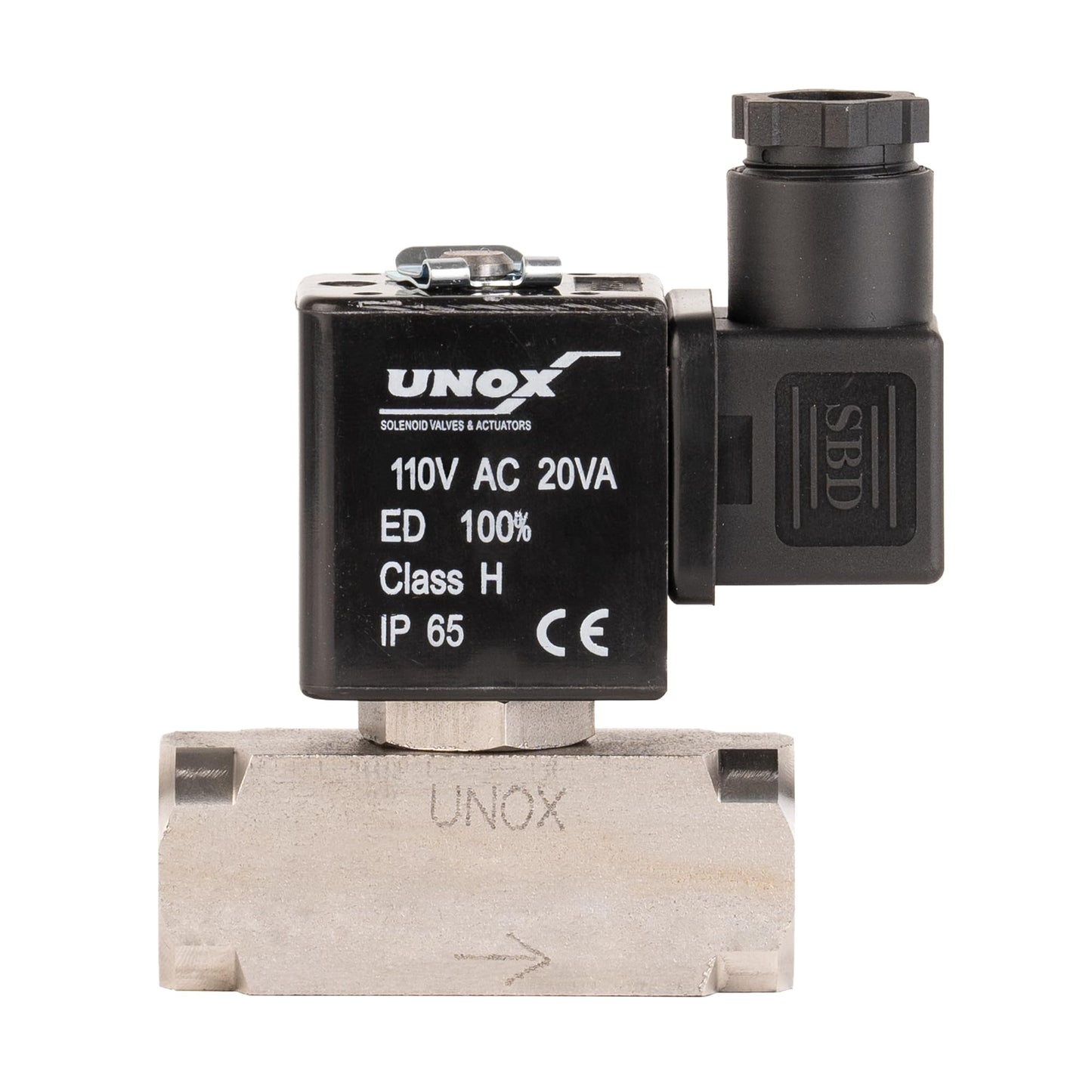 UNOX 3/4" NPT Electric Solenoid Valve 110V AC, Stainless Steel AISI316 Control Valve Normally Closed - 0-232 PSI Multi-Purpose Reliable Control Valve for Water, Air, and Gas - Solenoid Valves