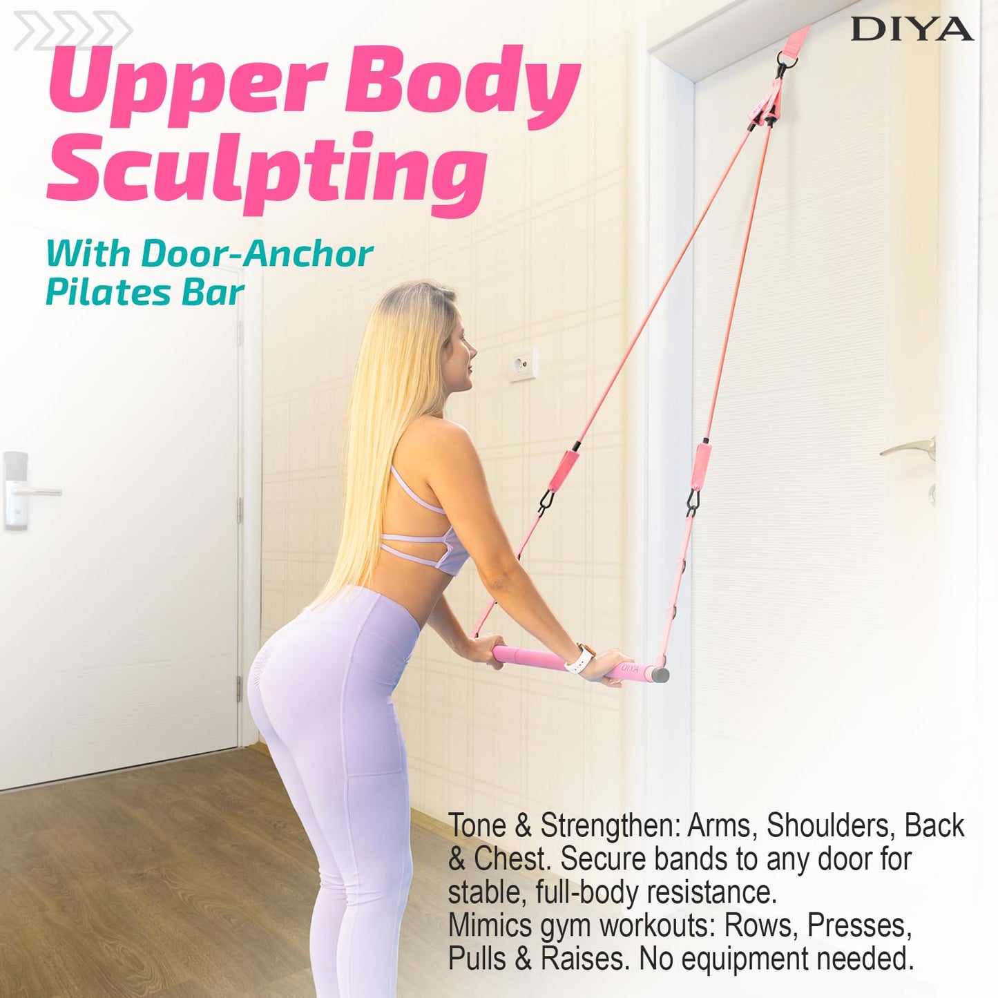 DIYA Pilates Bar Kit with Resistance Bands 140 lbs – Adjustable Portable Home Gym Workout Equipment for Women & Men – Full Body Fitness Bar for Legs, Glutes, Arms, Core & Back