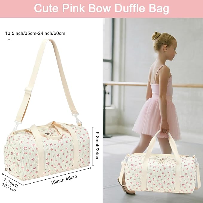 Duffle Bag for Gym Sports Women Girls Workout Travel Bag Weekender with Shoe Compartment and Wet Pocket