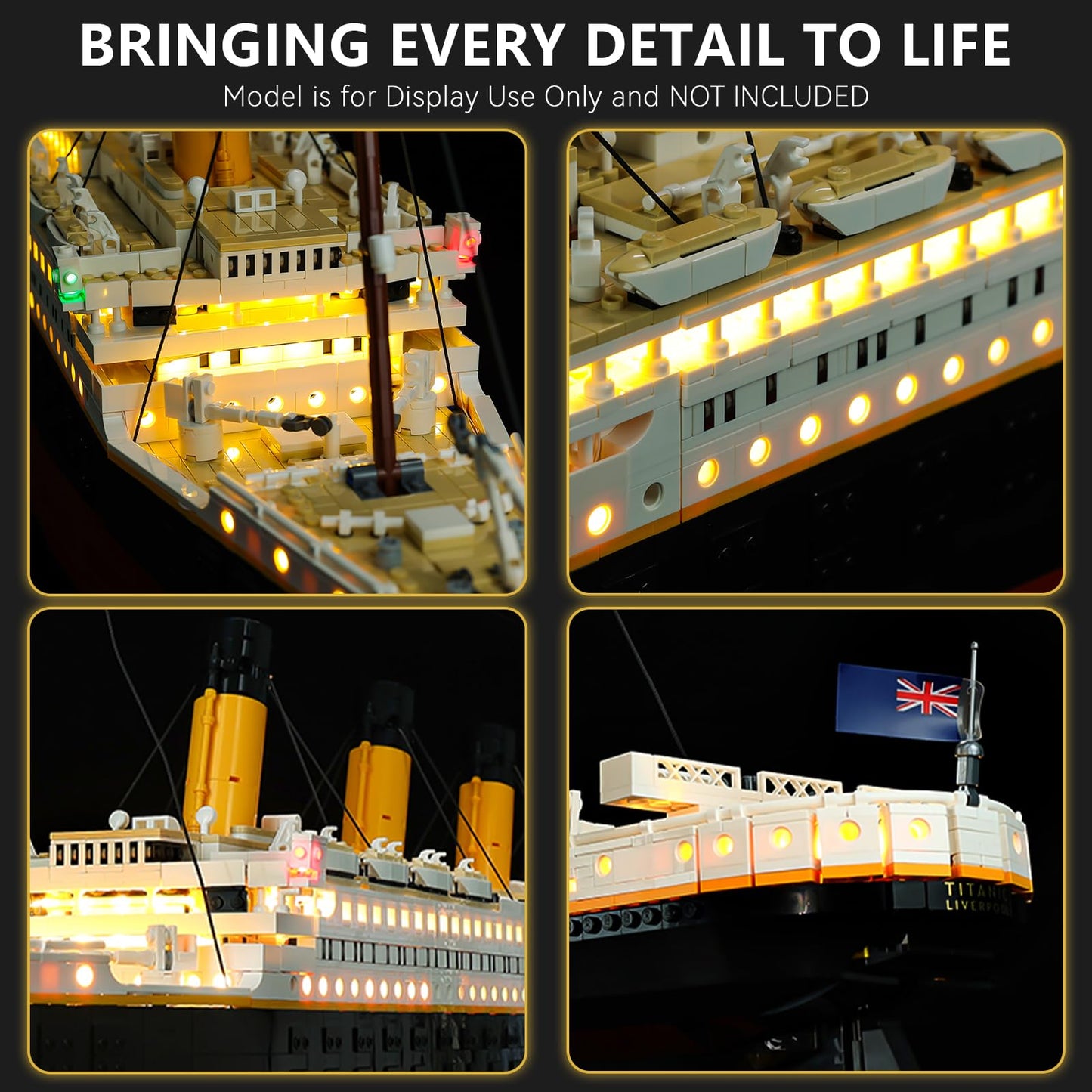 BrickSoul Light Kit Compatible with Lego Titanic Ship 10294 Building Set | Upgraded Touch Control & Dimming & Hidden Cable Tech (10294 Set NOT Included)