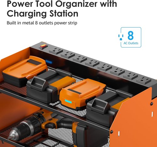 CCCEI Modular Power Tool Organizer - Wall Mount Charging Station & Heavy-Duty Storage Shelf | Orange, 1 Pack