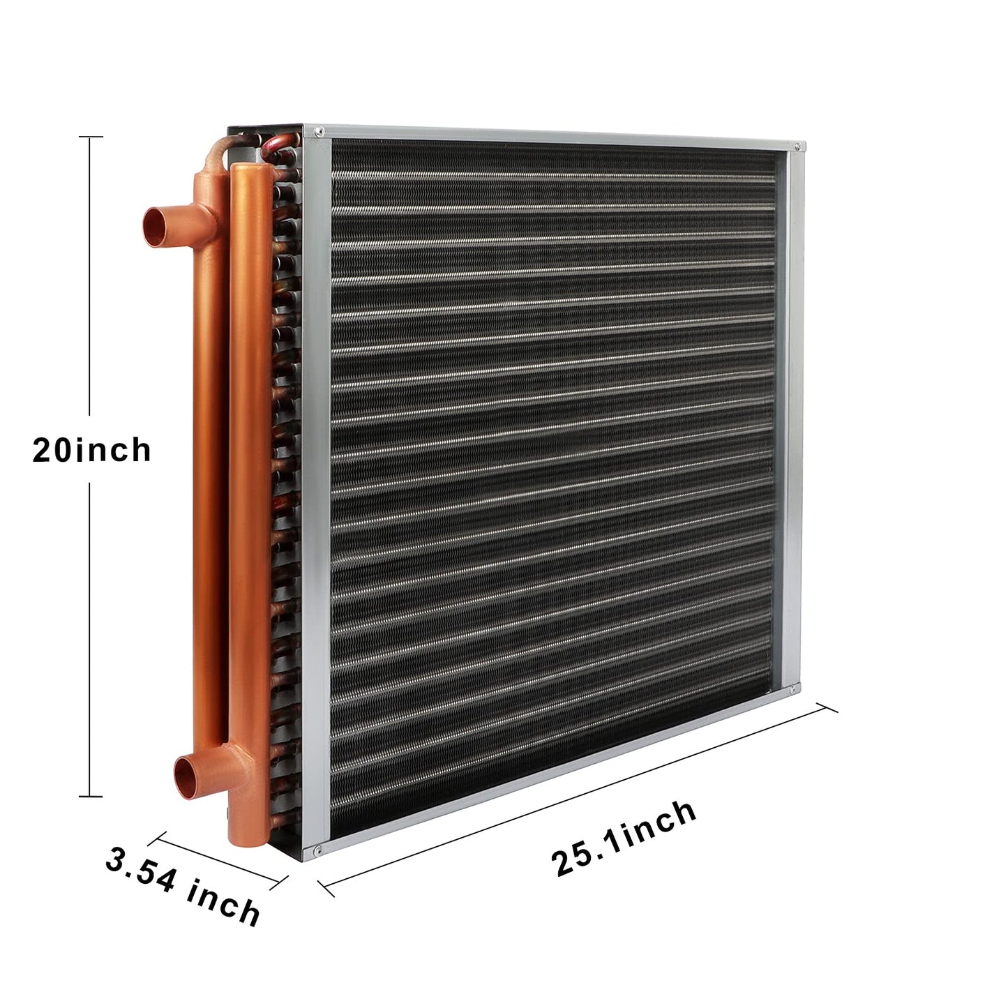 20x20 Heat Exchanger Water To Air, Forced Air Heating with 1" Copper Ports Hot Water Coil for Outdoor Wood Furnaces, Residential Heating