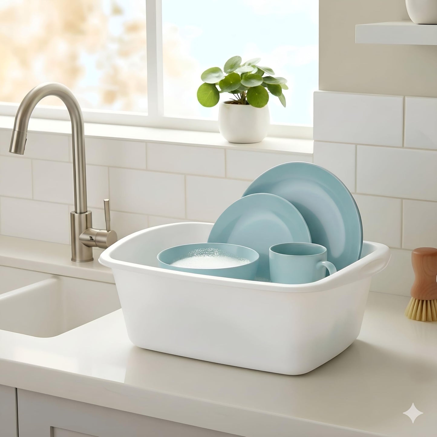 Tribello Plastic Wash Tub Dishpan Basin and Foot Bath for Soaking Feet, Laundry Hand Wash Bucket, Dish Pans for Washing and Storage Cleaning Supplies - 12 Quarts - Heavy Duty - Made in USA (White)