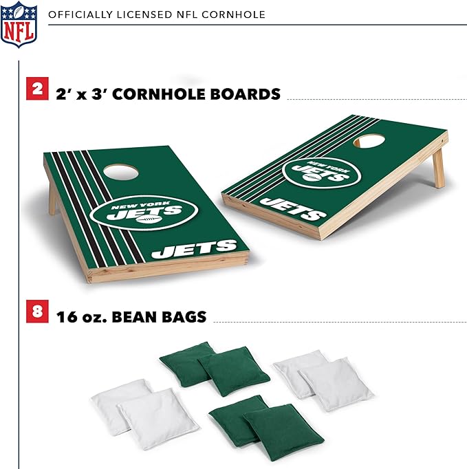 NFL 2' x 3' Solid Wood Cornhole Set with Direct Print HD Team Graphics – Great Gift for Any Football Fan! Bean Bag Toss Family Outdoor Games