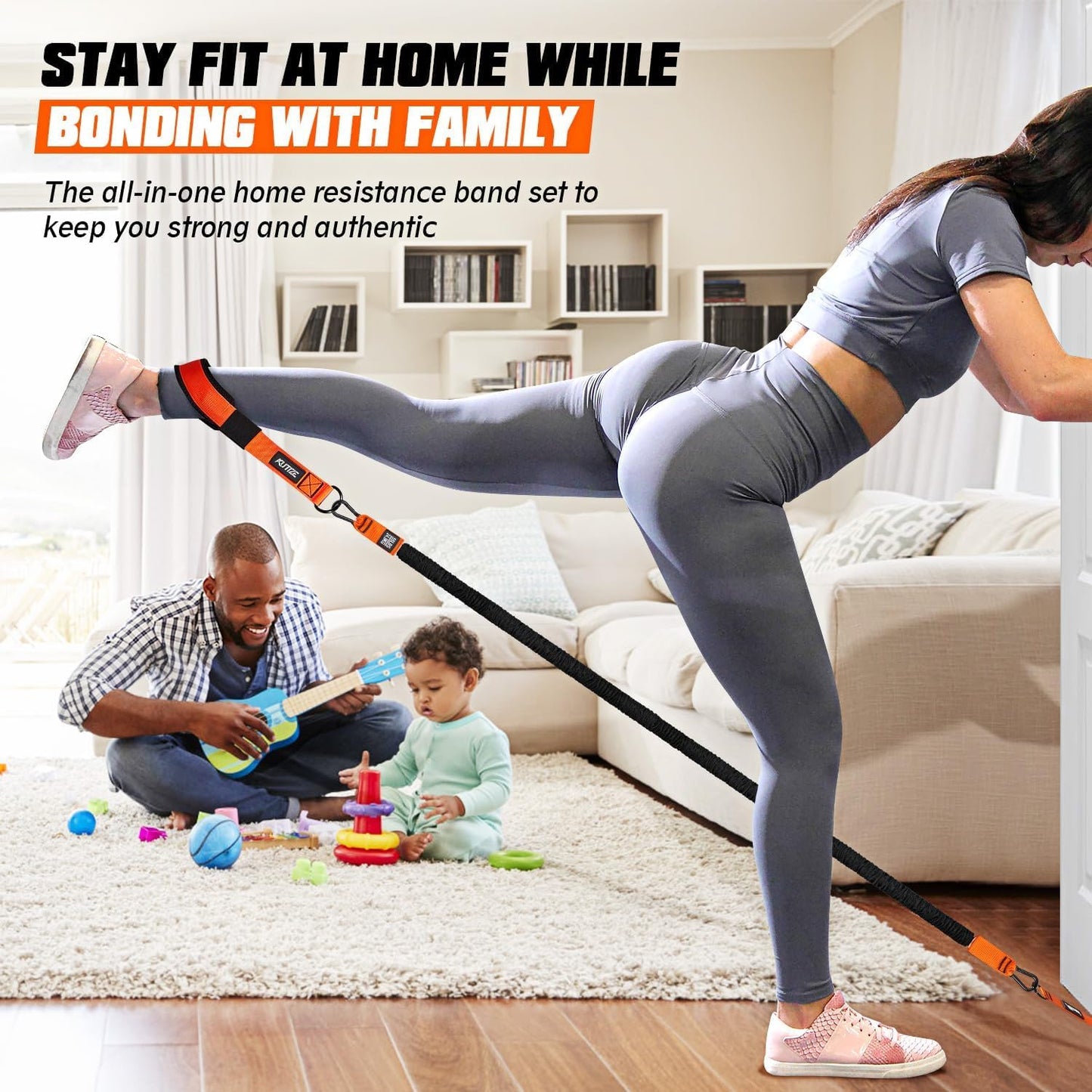 KUTIZE Resistance Bands, Exercise Bands with Handles, Door Anchor, Heavy-Duty Tricep Workout Equipment for Pushdowns, Bicep Curls, Face Pulls, Home Gym Equipment Training for Back, Abs, Triceps