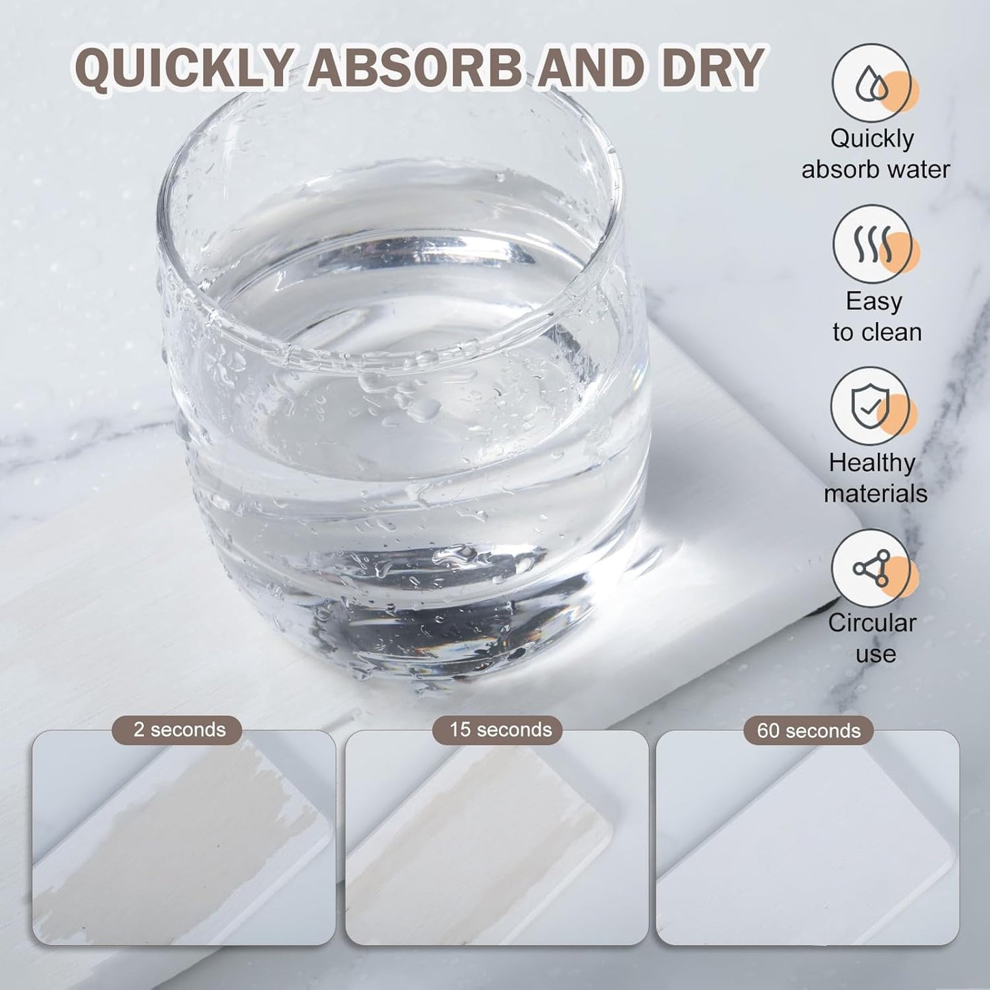 Skiennix Water Absorbing Stone Tray - Fast Drying Diatomite Coaster for Kitchen & Bathroom | 4PCS Set