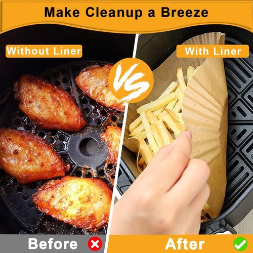 Air Fryer Paper Liners - 200 Pcs Non-Stick Disposable Liners for 2-5Qt Air Fryers | Waterproof & Oil-Proof