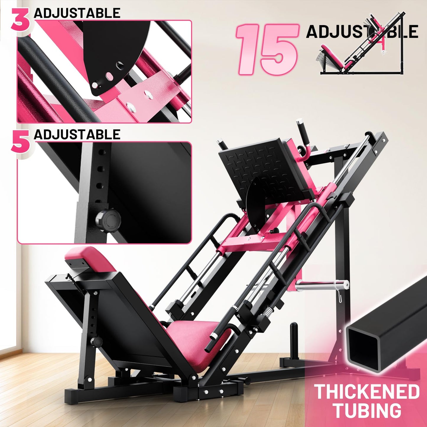 RitFit Leg Press Hack Squat Machine, Professional Adjustable Leg Press Machine for Home Gym with Linear Bearing, Full Lower Body Workout with Weight Storage