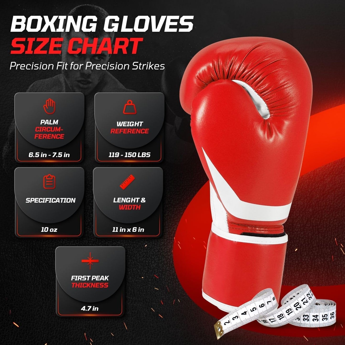 Flexzion Red Durable Padded Boxing Gloves - 10 oz Training Gloves for Men and Women - Kick Boxing Muay Thai MMA - Heavy Bag Training