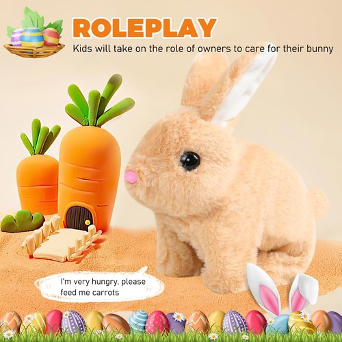 Bunby Realistic Rabbit Toy - Interactive Plush Bunny with Lifelike Movements | Easter Gift (White)