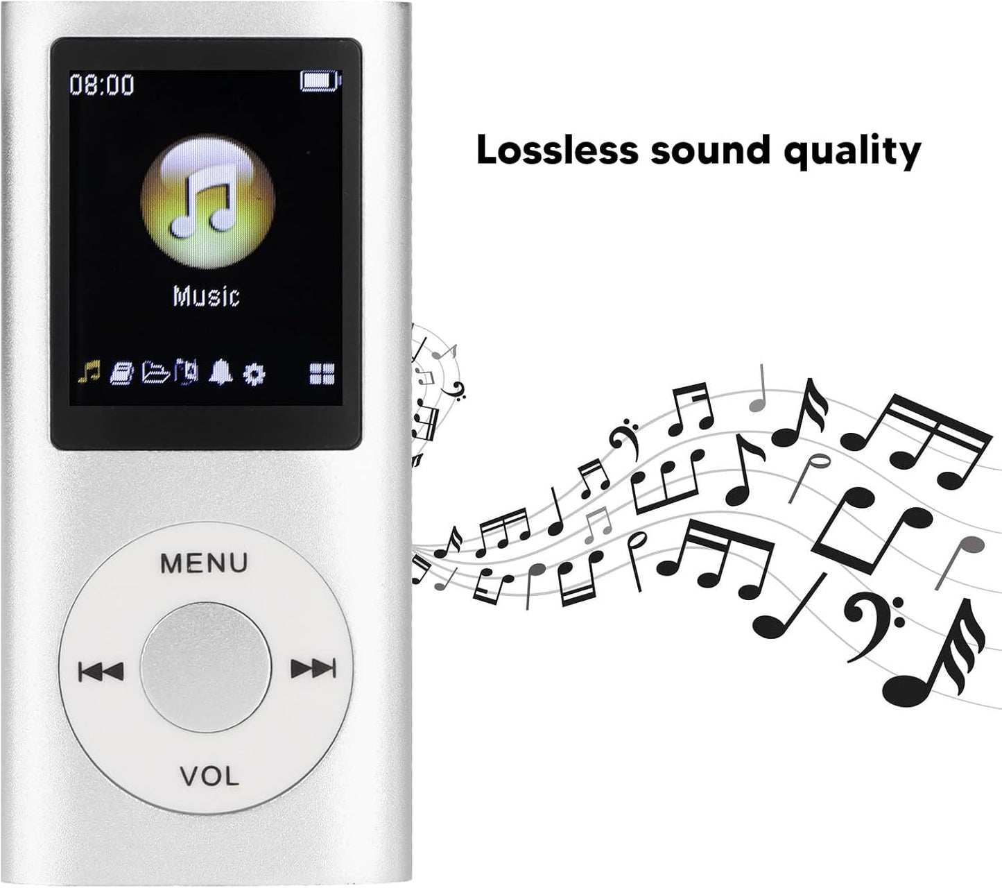 Gegong MP3 1.8 Inch Portable Player Compact Design LCD High Fidelity Sound Music Player Digital Audio Device Metal Body