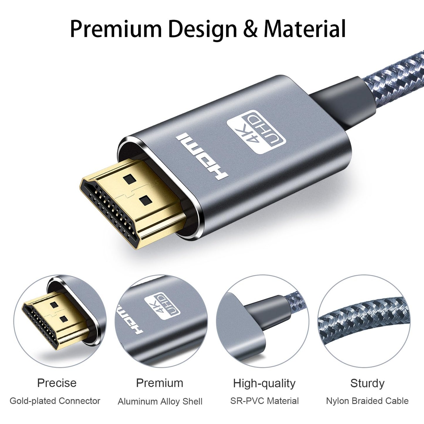 4K 30 9m, 2.0 4K@60Hz, 2160p, 3D, 2.2 PS5, LEADSTAR HDMI Cable ft / High Speed HDMI Cord Braided | Ultra HD, ARC, HDR